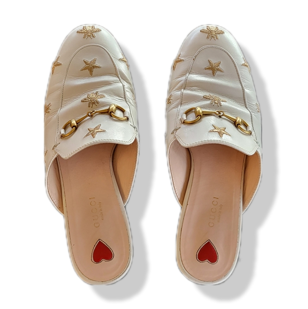 Gucci Princetown embroidered leather mules slippers